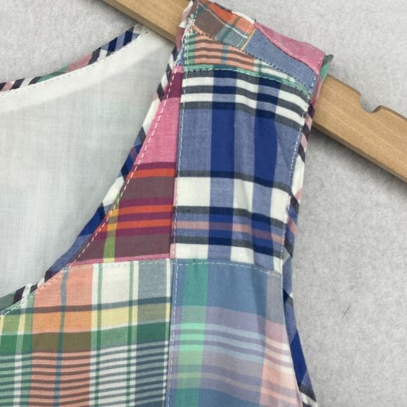LL BEAN Dress 10P Petite Madras Patchwork Plaid Sleeveless Mini Sheath Blue - Picture 9 of 15